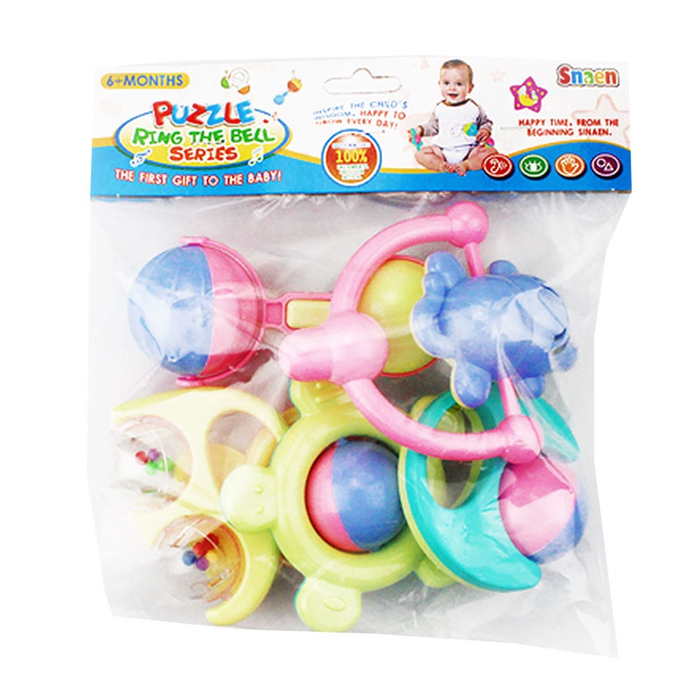 6Pcs Set Mainan Kerincingan Genggam dengan Gambar Kartun 6Pcs Set Mainan Kerincingan Genggam dengan Gambar Kartun