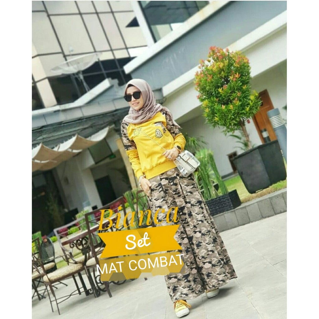 SET BAJU WANITA MUSLIM STELAN ROK BAJU ATASAN PLUS ROK ARMY PLUS BORDIR BLUDRU MRA SETELAN BIANCA