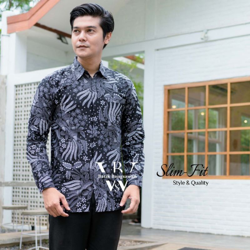 MANGGAR ABU OB514 BAJU BATIK PRIA LENGAN PANJANG REGULER SLIMFIT BATIK PRIA MODERN JUMBO SLIM FIT BATIK PEKALONGAN PRIA No Furing