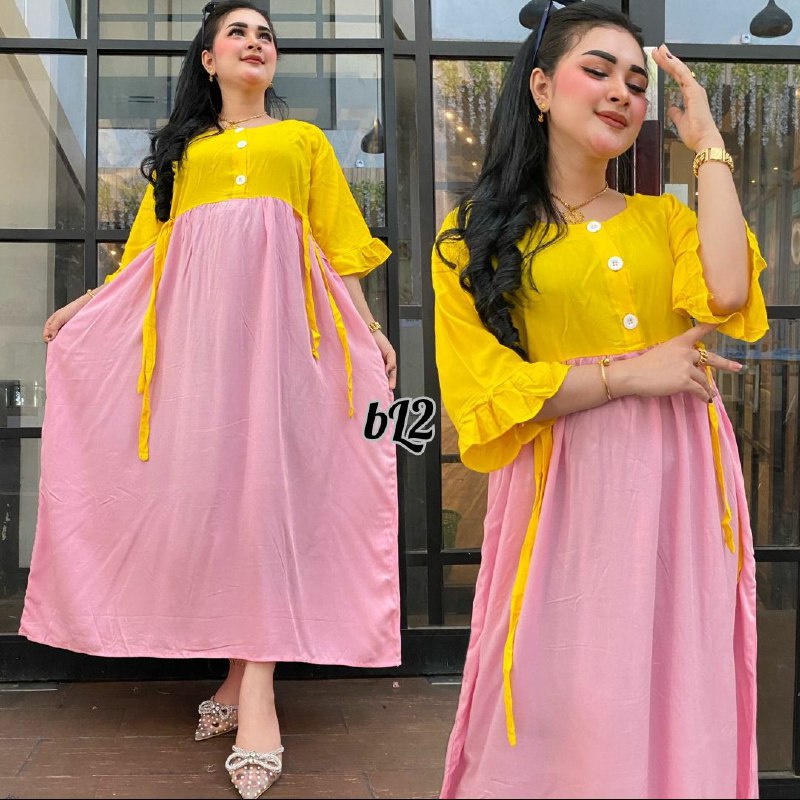 DRESS CIBI JUMBO - DRESS BUMIL TERBARU - DASTER VIRAL 2023 MURAH - DRES JUMBO KOMBINASI POLOS TERBARU MUAT BB MAKS 80 KG