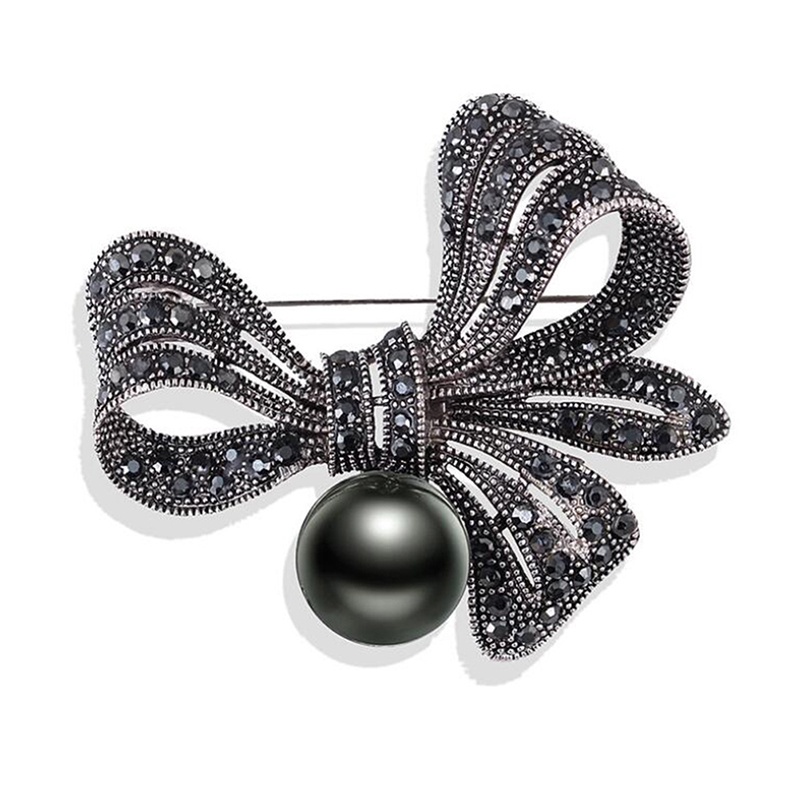 &lt; E2id &amp; &gt; Pin Bros Bunga Hiasan Kristal + Mutiara Imitasi Gaya Retro