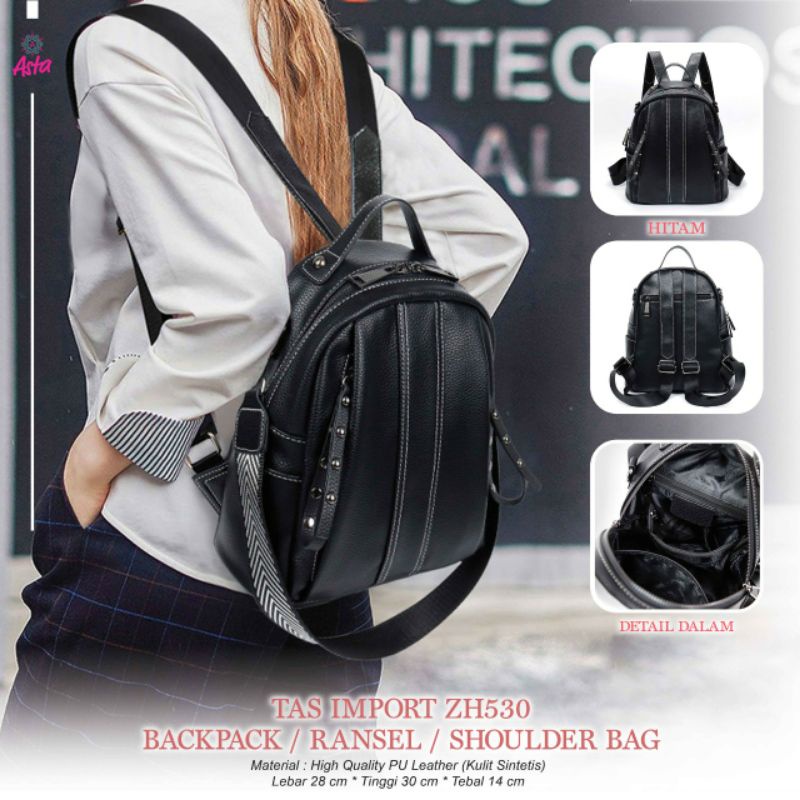 Tas wanita H500 by Asta tas import ransel backpack Tas Asta Import ZH530 shoulder bag tas hitam wani