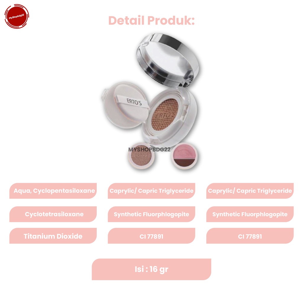 Whitening Pink Perfect Cushion Ertos Shading Highlither 3 in 1 Perlengkapan Alat Makeup Kecantikan Kulit Wajah Wanita By Myshopbdg22