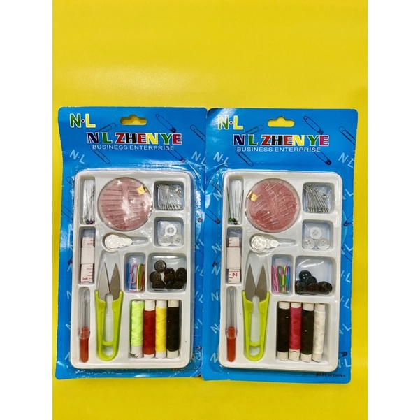 1 set alat jahit baju benang jarum pentul gunting kecil kancing / 1 set paket lengkap alat jahit