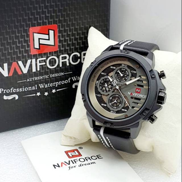 Jam Tangan Naviforce 9110 Original Cronograp Tali Kulit - Jam Tangan Naviforce Original - NF003