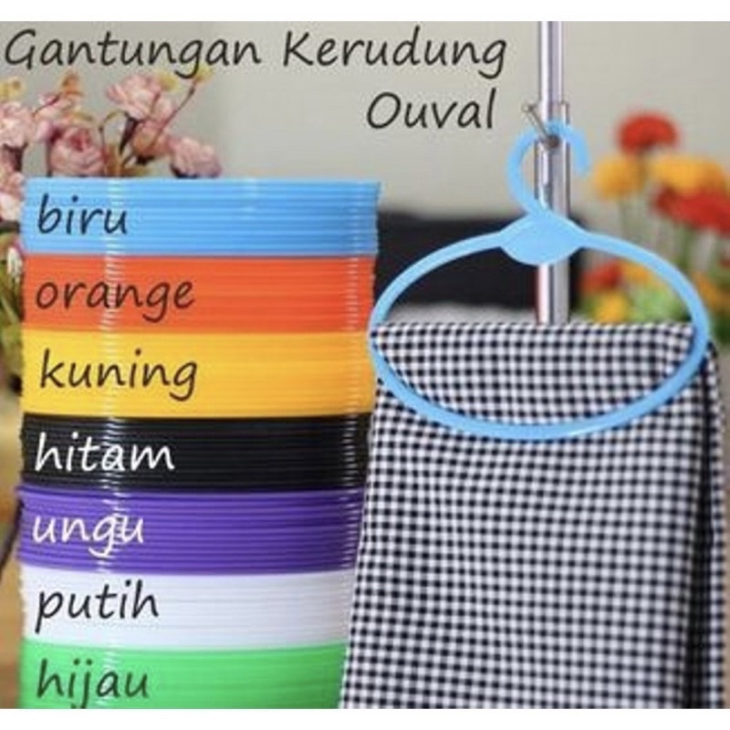 Hanger Jilbab / Hijab Bentuk Oval Gantungan Premium Warna Lengkap