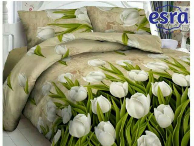 Provensprei -sprei Katun Esra Motif Tulip Hijau