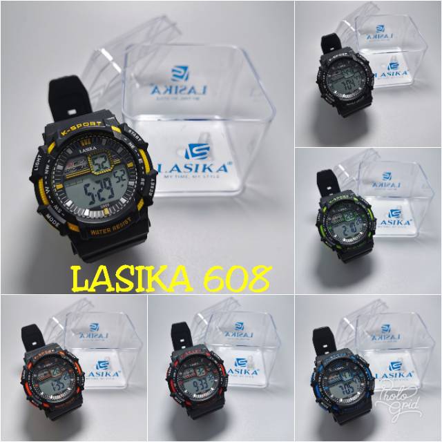 Jam tangan digital Pria Sporty water Resist Lasika 608