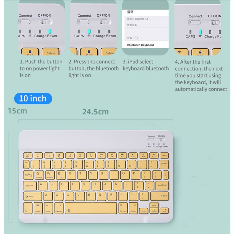 Goojodoq Keyboard Wireless Bluetooth 10 Inch Lightweight Portable For iPad