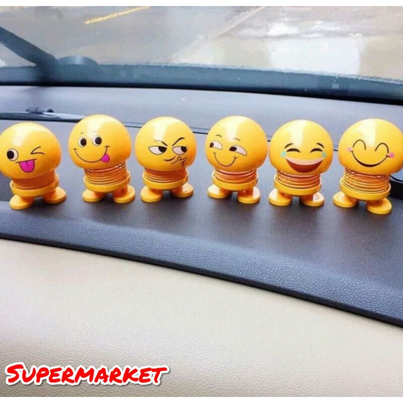 Pajangan Dashbord Mobil Smile Goyang Kepala Smile Expresi Wajah Emoji