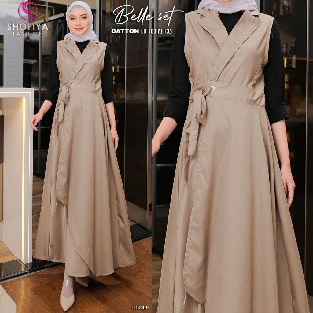 Gamis Wanita Overall + Iner Pakaian Wanita Belle Set Shofiya Best Seller