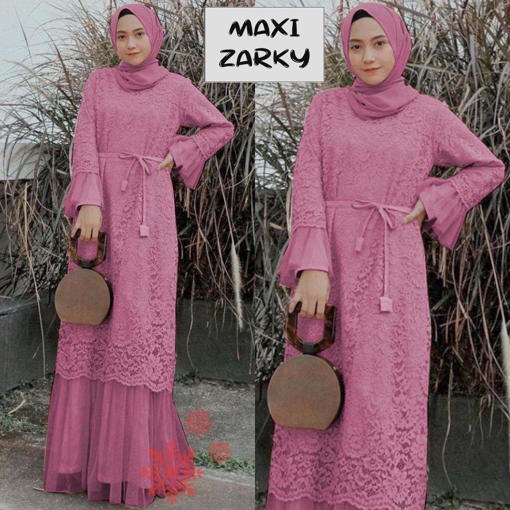 TERLARIS!! Zarky Maxi Dress Gamis Brukat Kekinian Pesta Kondangan Remaja Dewasa Wanita Fashion Muslim Premium Size Jumbo