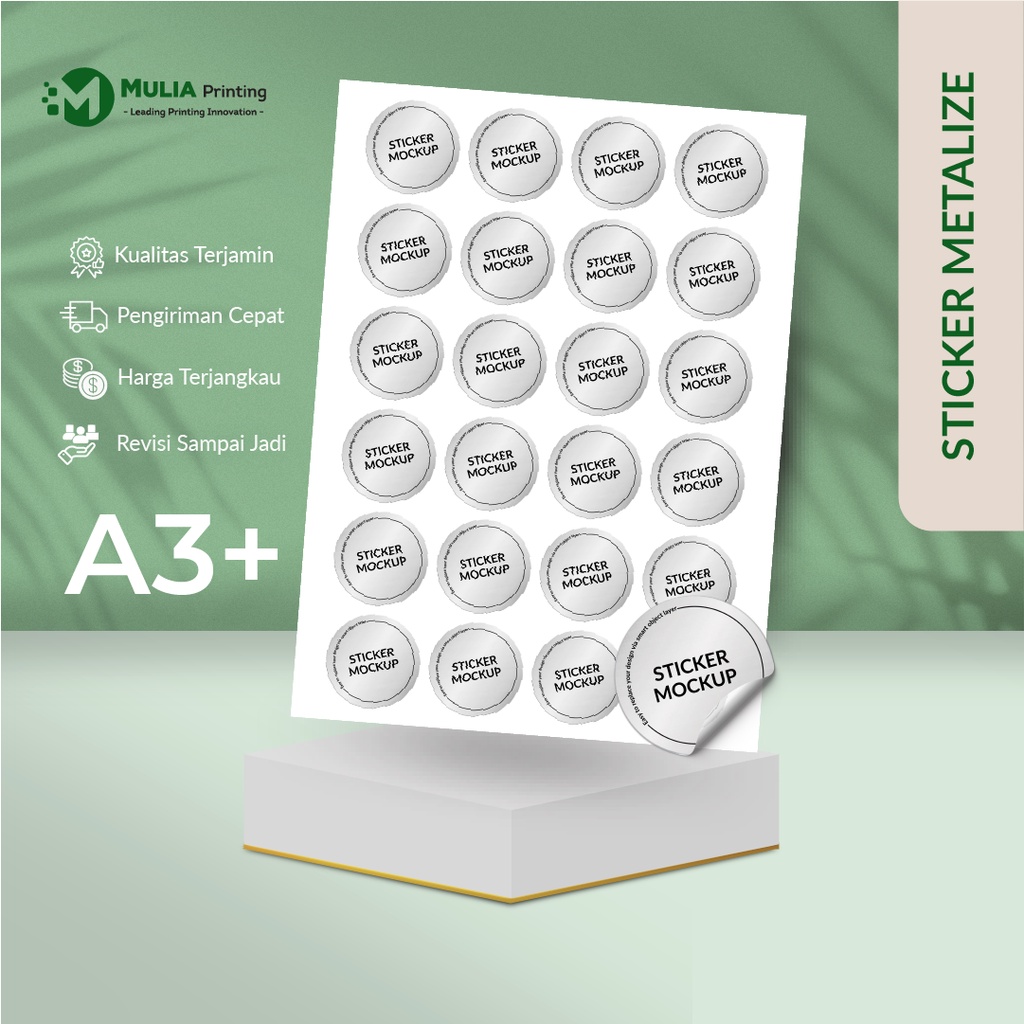 

Cetak Sticker Metalize Silver | Stiker | Metal | Chrome | Print & Cut | CUSTOM A3 - MULIA PRINTING