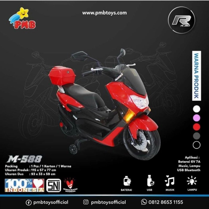 Motor Aki Listrik Nmax Pmb M 588 / M-588 Mainan Anak Raid Sni Scooter