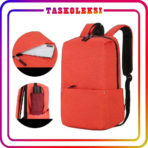 ☛TK☚ P077 TAS RANSEL POLOS PRIA WANITA KANVAS TAS SEKOLAH PUNGGUNG BACKPACK MULTIFUNGSI MURAH