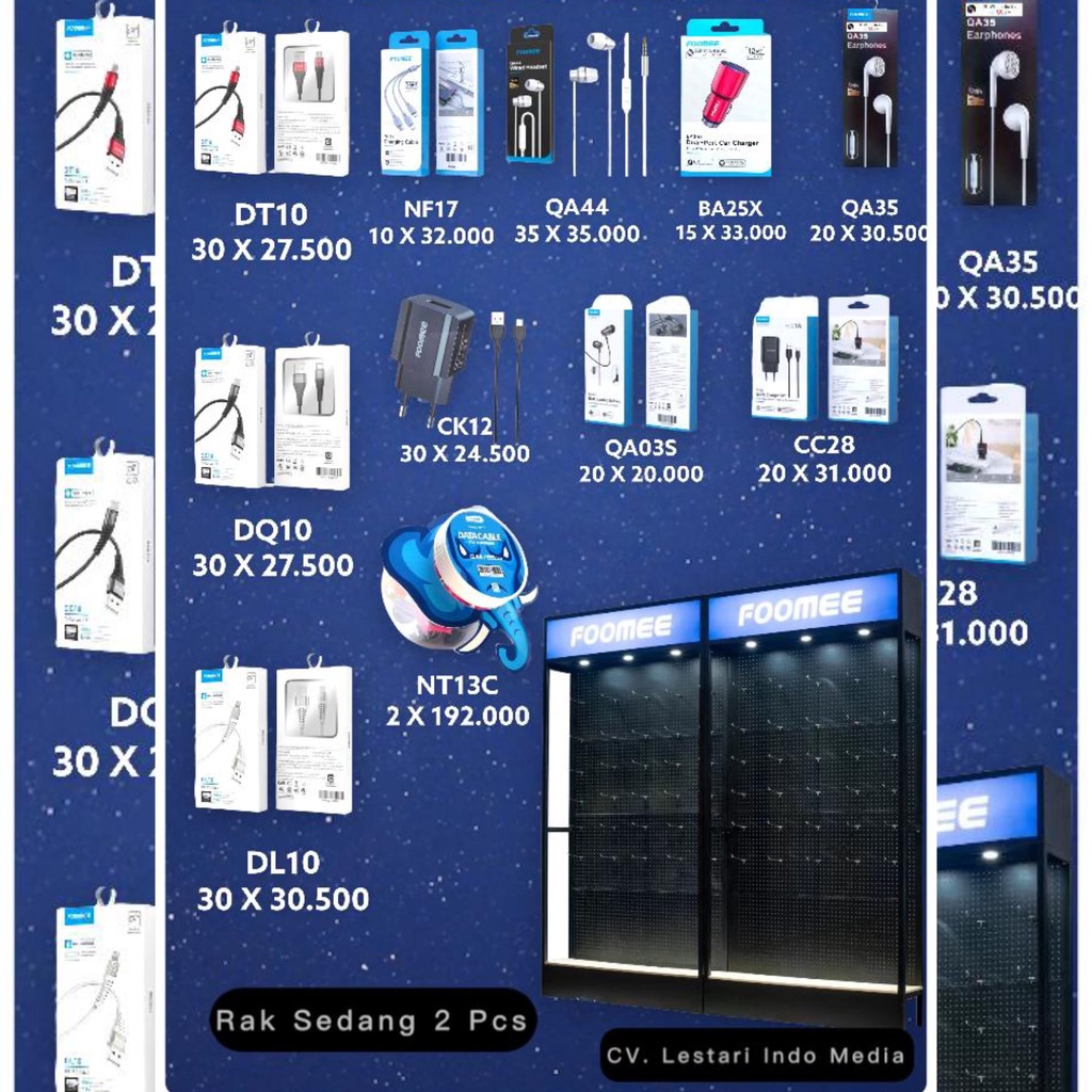 FOOMEE Promo Paket Reseller Gratis 2PCS RAK Ukuran sedang - DT10 + DQ10 + DL10 + QA44 + BA25X + QA35