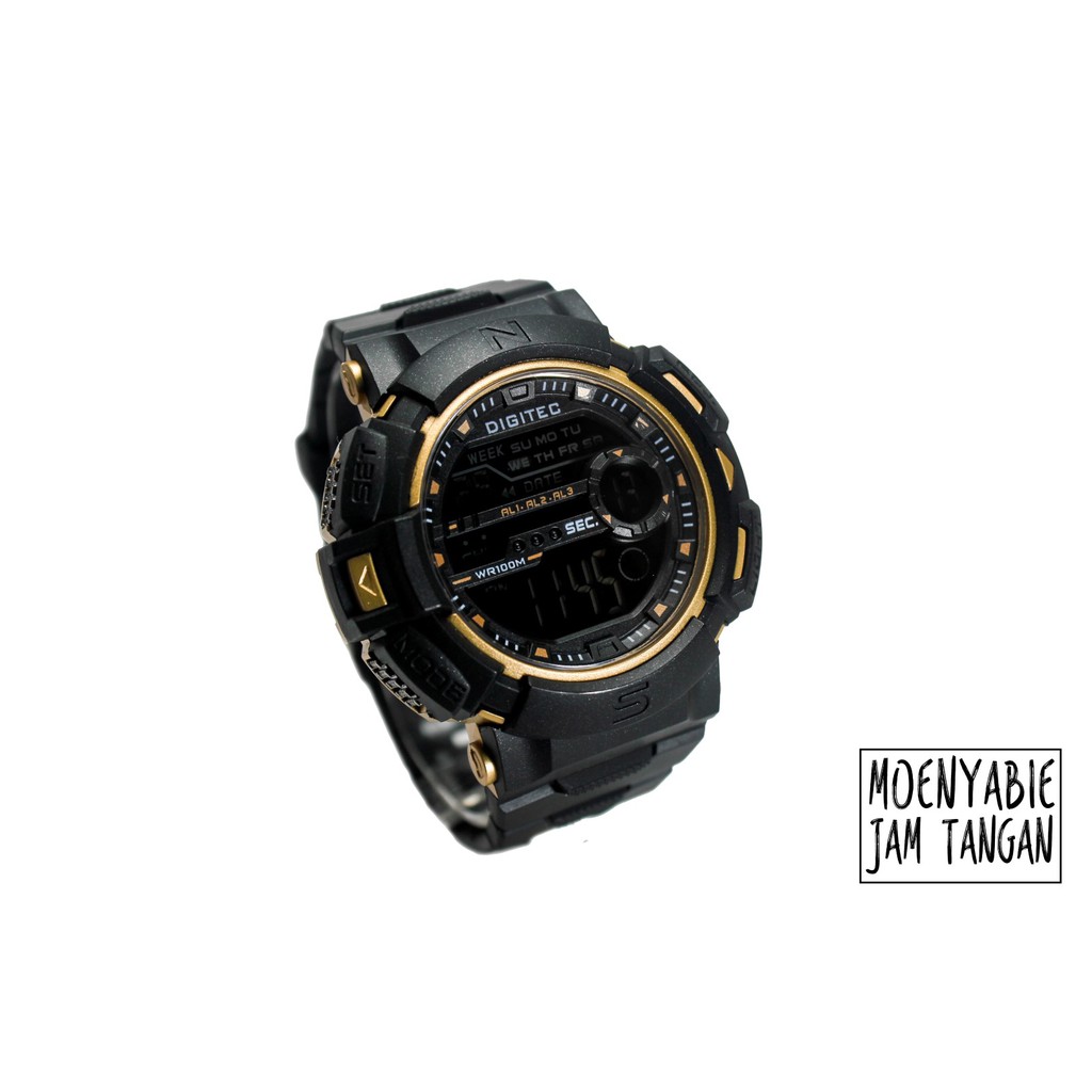 Jam Tangan Anti Air Original Digitec DG 3024T Full Black Gold