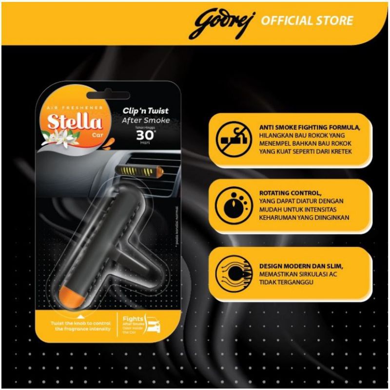 STELLA CAR CLIP'N TWIST air freshener parfum mobil AFTER SMOKE