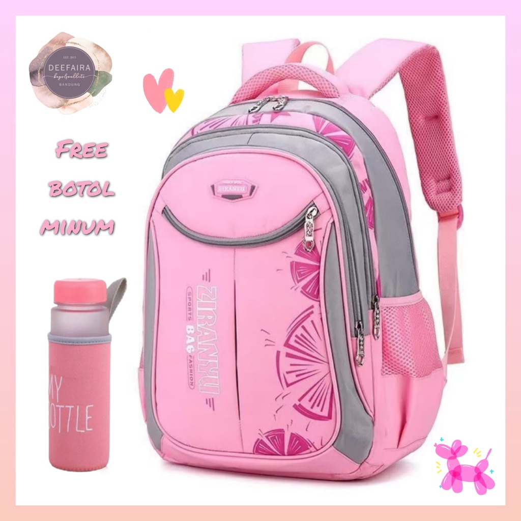 Tas Sekolah Untuk Anak Perempuan Model Bunga Cantik Free Botol Minum Tas Sekolah Sd Smp