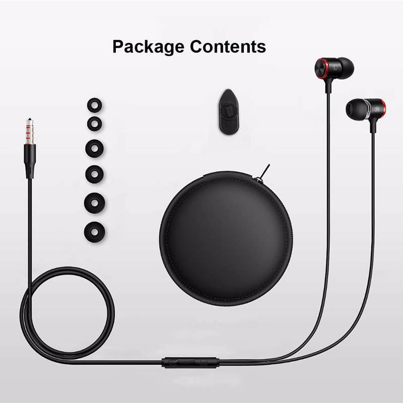 Noise Reduction Wired Headphones Microphone Subwoofer Headset In-ear Metal Sports Music Earphones With 3.5mm Jack For Android IOS