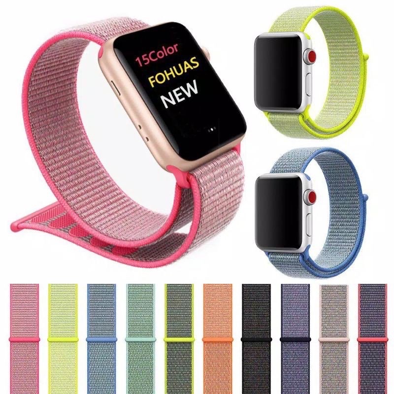 Strap Woven Nylon Nilon untuk Apple Watch Seri 1 2 3 4 5 6 7 SE 38mm 40mm 41MM 42mm 44mm 45MM