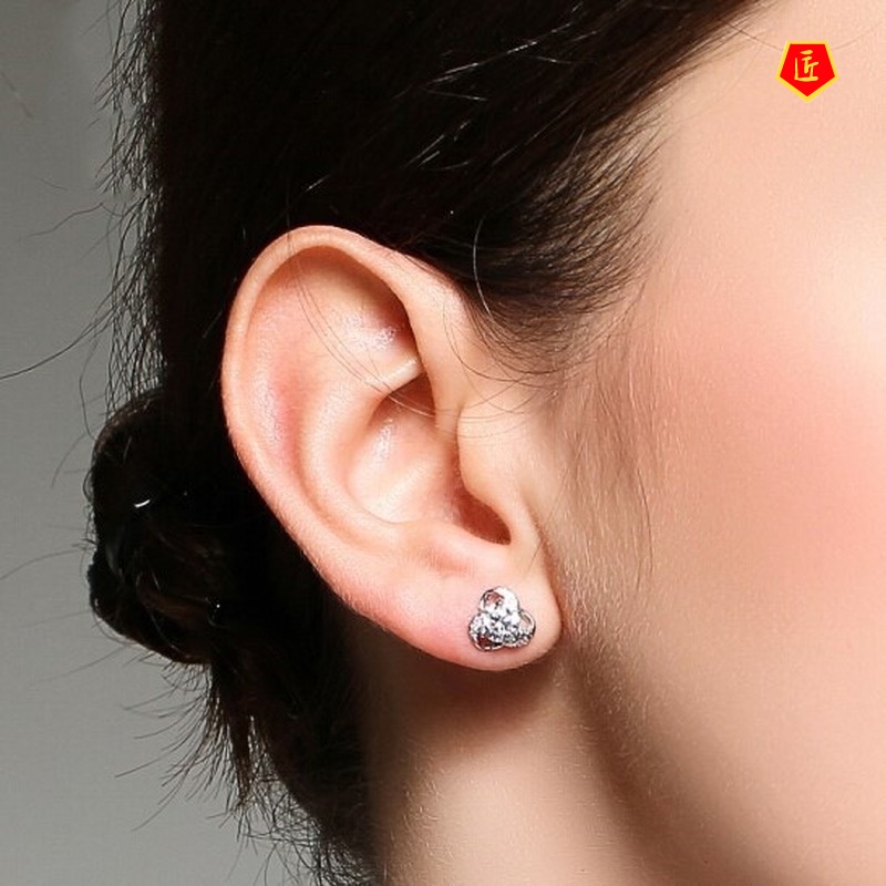 [Ready Stock]Women's Exquisite Cute Flowers Rhinestone Earrings