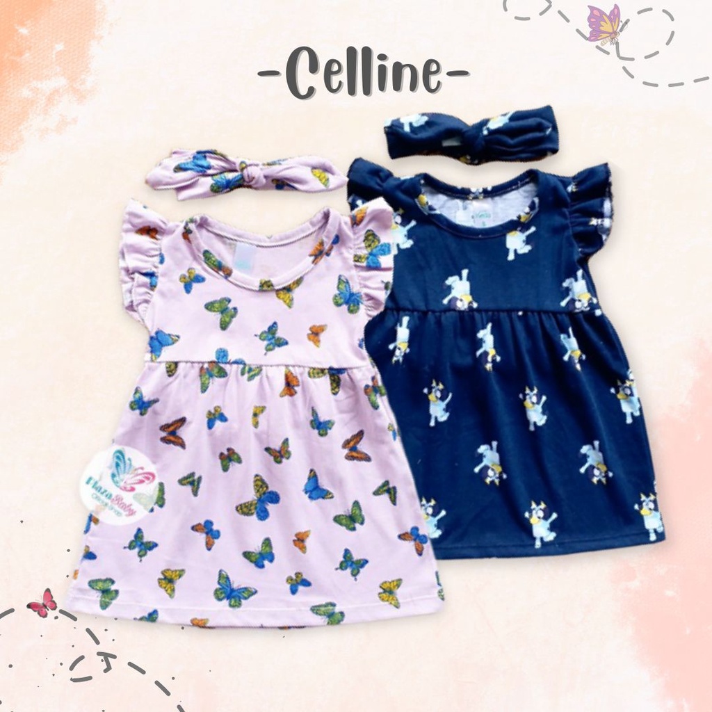 plazababyku MX DRESS CELLINE dress bayi bunga 3-18 bulan Free headband