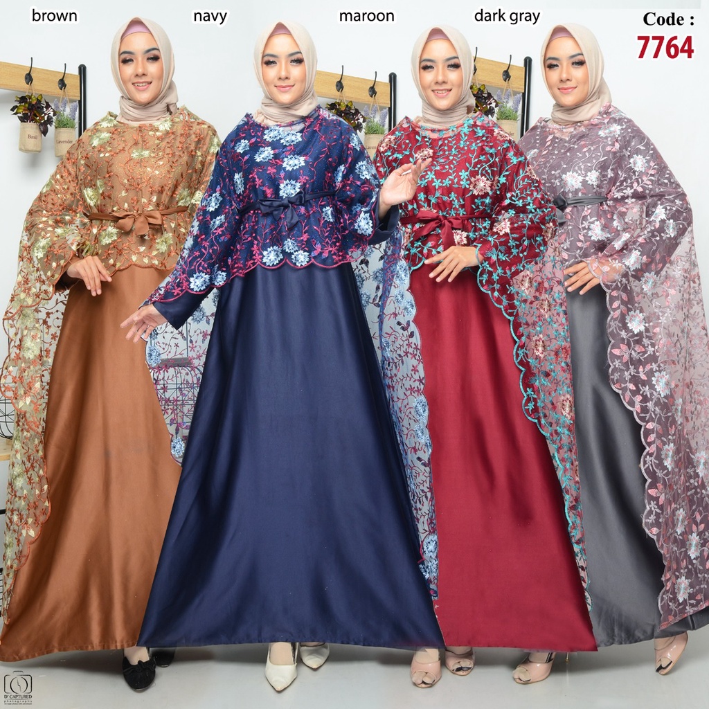 Dtree . gamis brokat tile kombinasi satin velvet all size fit xl