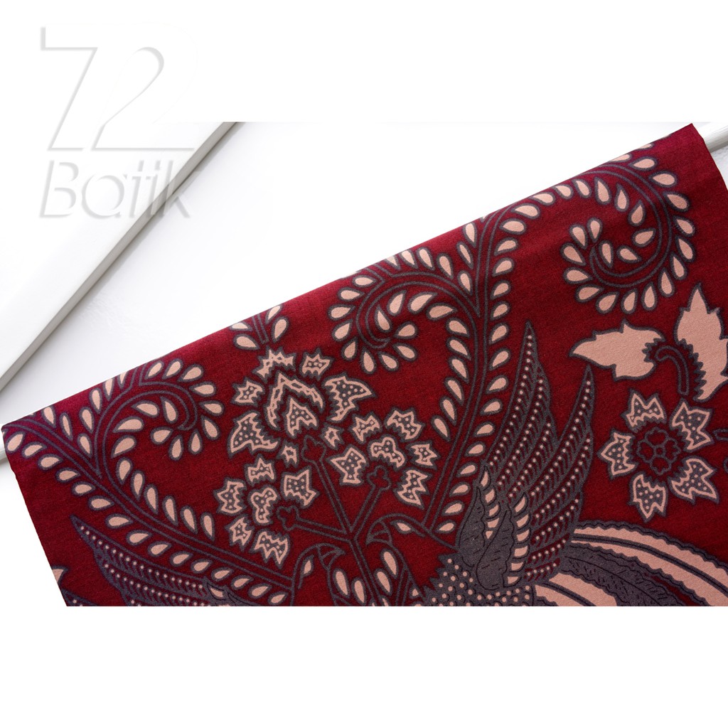 KAIN BATIK PREMIUM Bahan Katun Motif Burung Cokrominoto Warna Merah Maroon Maron Marun 724796 Cap 72 Jarik Jarit Samping Kebat Panjang Batik Katun Modern Premium Bahan Seragam Batik Pernikahan Kantor Keluarga Murah Kamen Jadi Batik Bali Lembaran