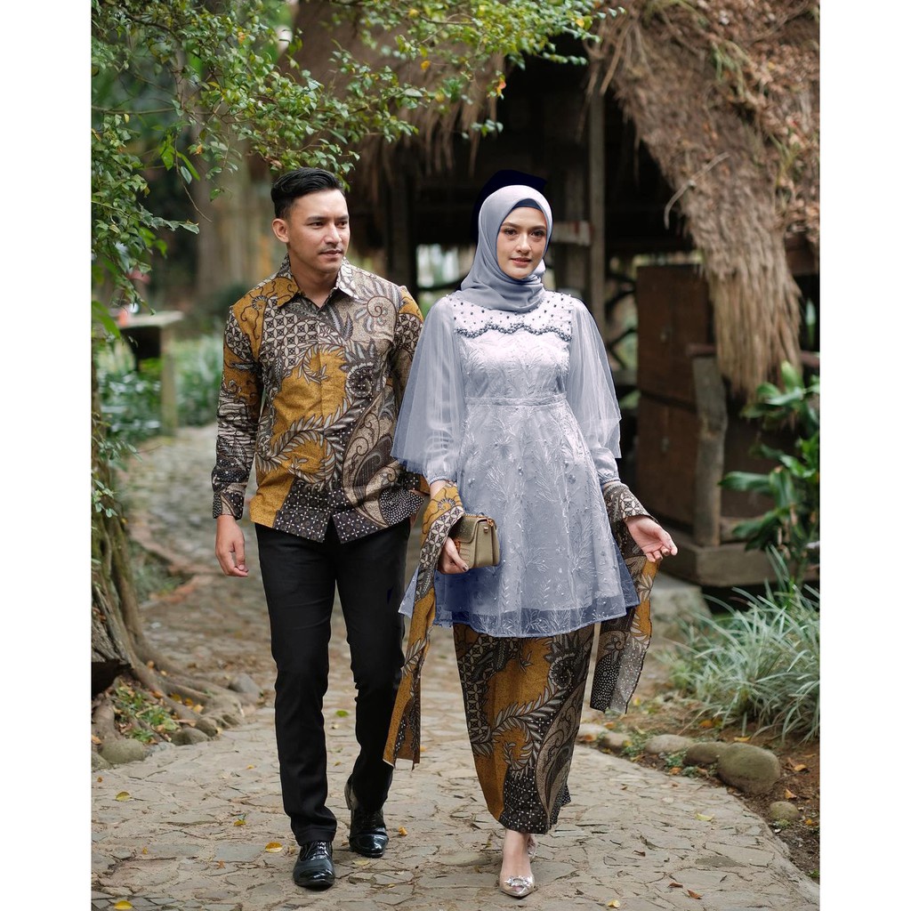 NIZARA - COUPLE VANESHA SETELAN KEBAYA BRUKAT TILE KEMEJA BATIK KATUN