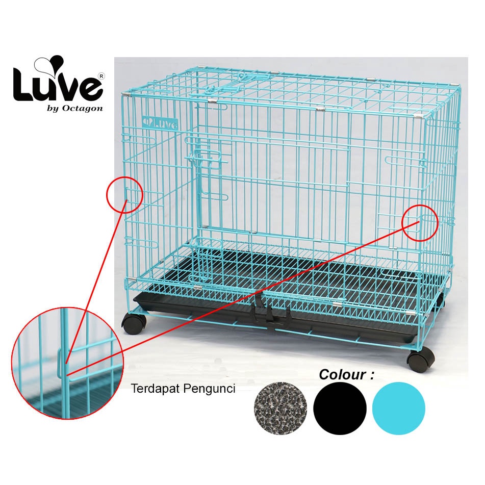 Kandang Besi + Roda LUVE 75 Ukuran Besar Large Kucing Anjing Kelinci