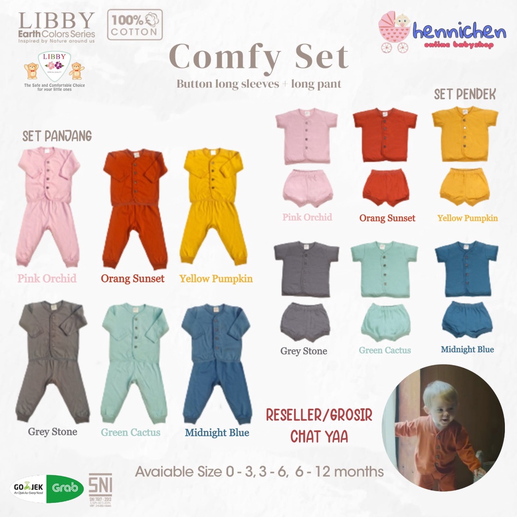 LIBBY EARTH COMFY SET BUTTON SHORT SLEEVE/ BUTTON LONG SLEEVE SETELAN BAJU PENDEK  BAJU PANJANG