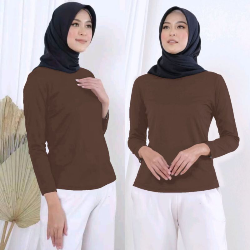 kaos manset wanita lengan panjang turtle neck/kaos dalaman polos lengan panjang/bisa COD