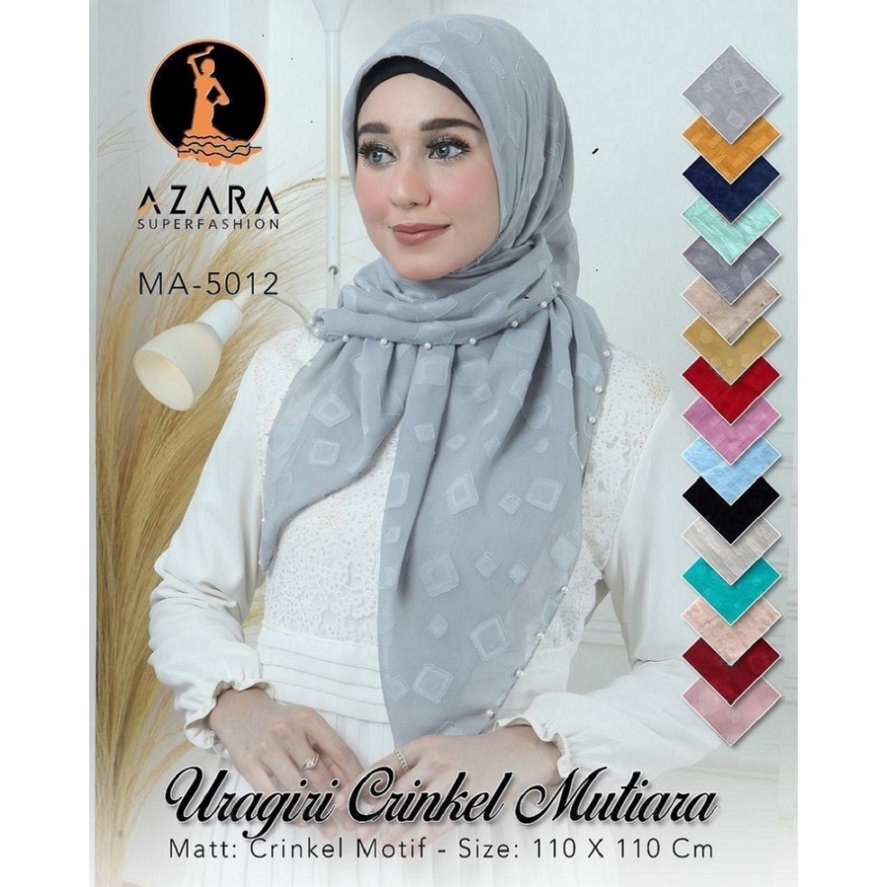 JILBAB SEGI EMPAT URAGIRI SEGIEMPAT MOTIF FRENCH ROSE RUBIAH SQUARE BY AZARA CERUTY MUTIARA TERLARIS