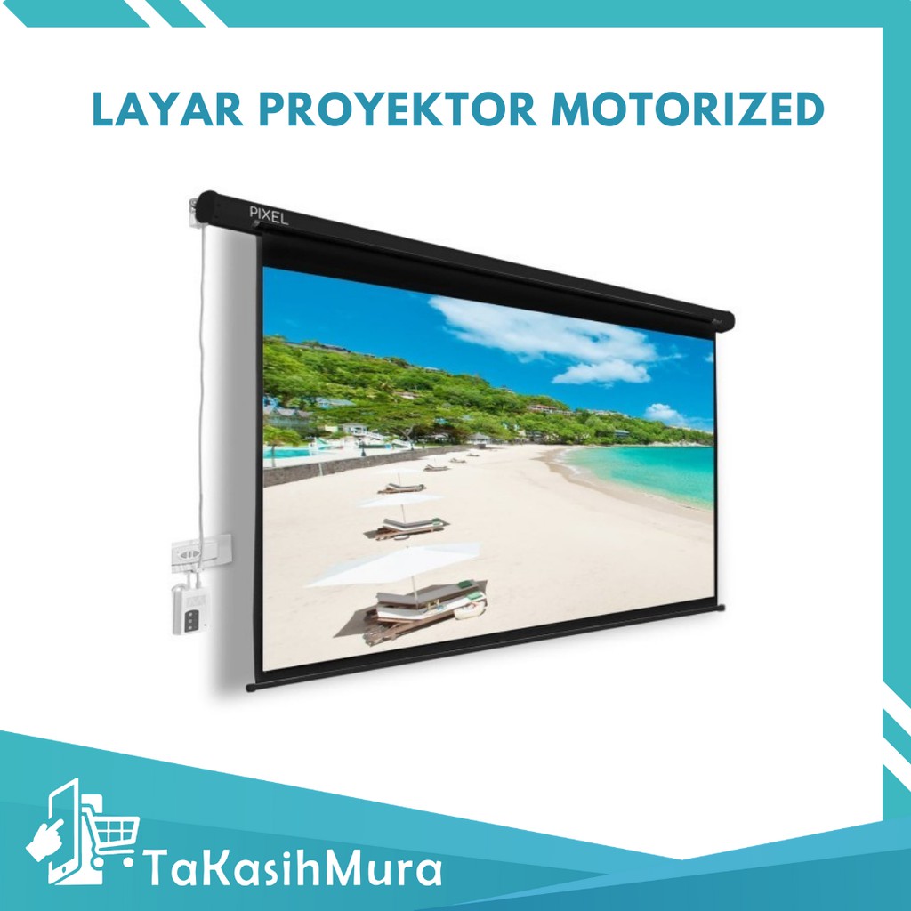 Layar Proyektor Motorized 70'', 100'' dan 120'' Remote Otomatis