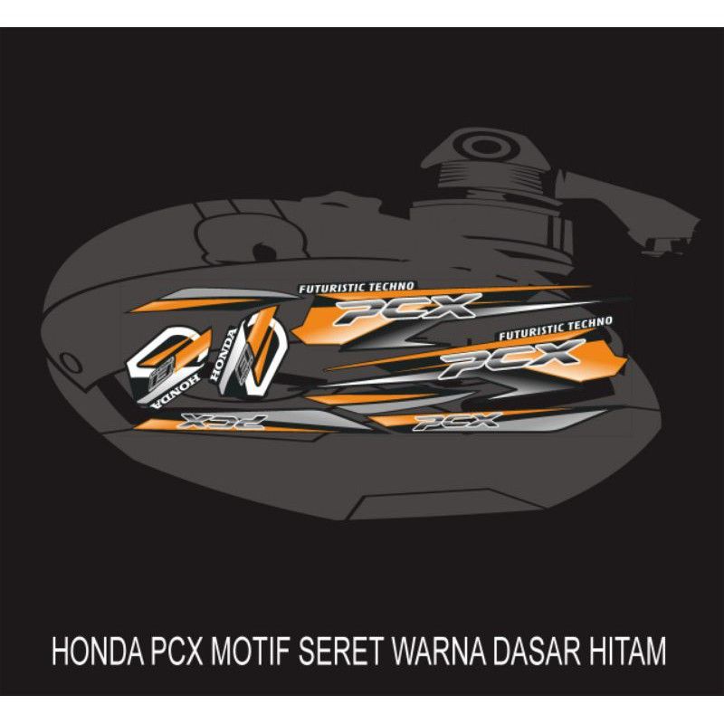 STICKER STRIPING VARIASI DECAL HONDA PCX MOTIF SERET HITAM