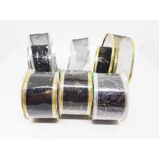 Pita Hias Pohon Natal Lebaran Hitam Emas 4 Cm Parcel Pita Hias Pohon Natal Lebaran Hitam Emas 4 Cm Parcel