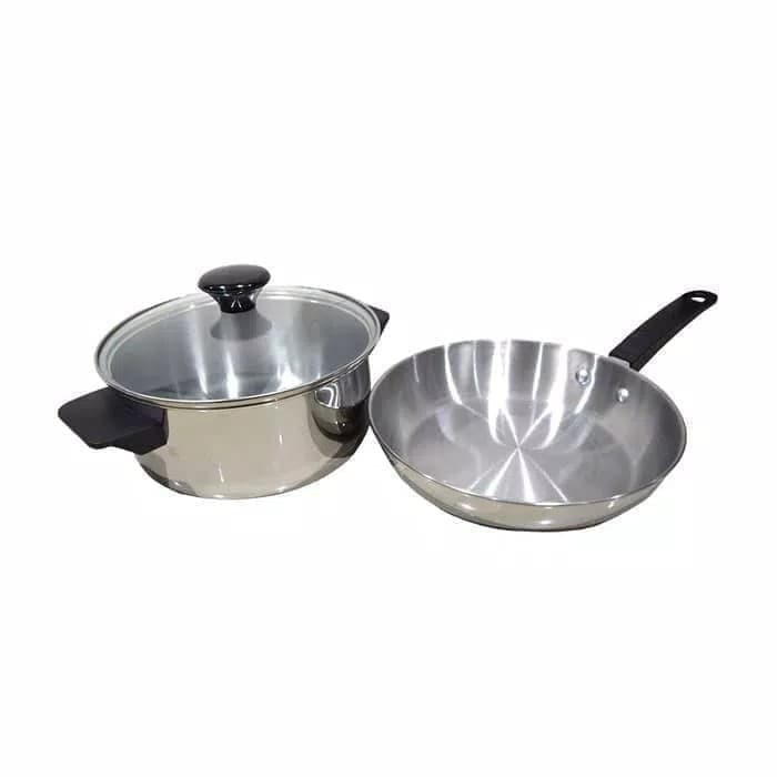 Maspion Cookware Panda Fit B Set DCV 18 CM &amp; Fry Pan 20 CM Stainless