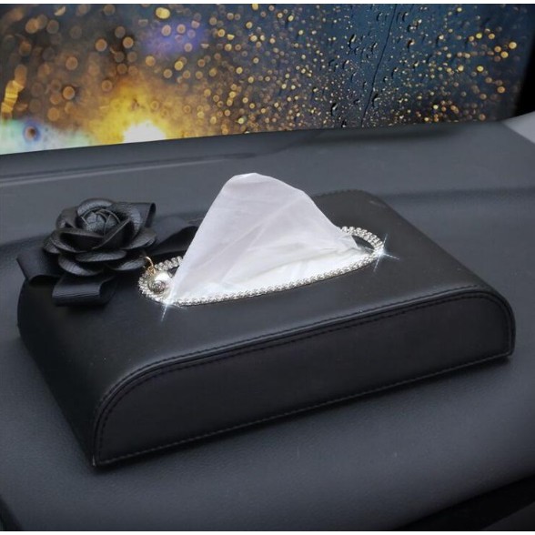 Kotak Tempat Tisu Bentuk D BLING DAD BUNGA PASSION FLOWER Mobil Car Dashboard Tissue Box Kulit