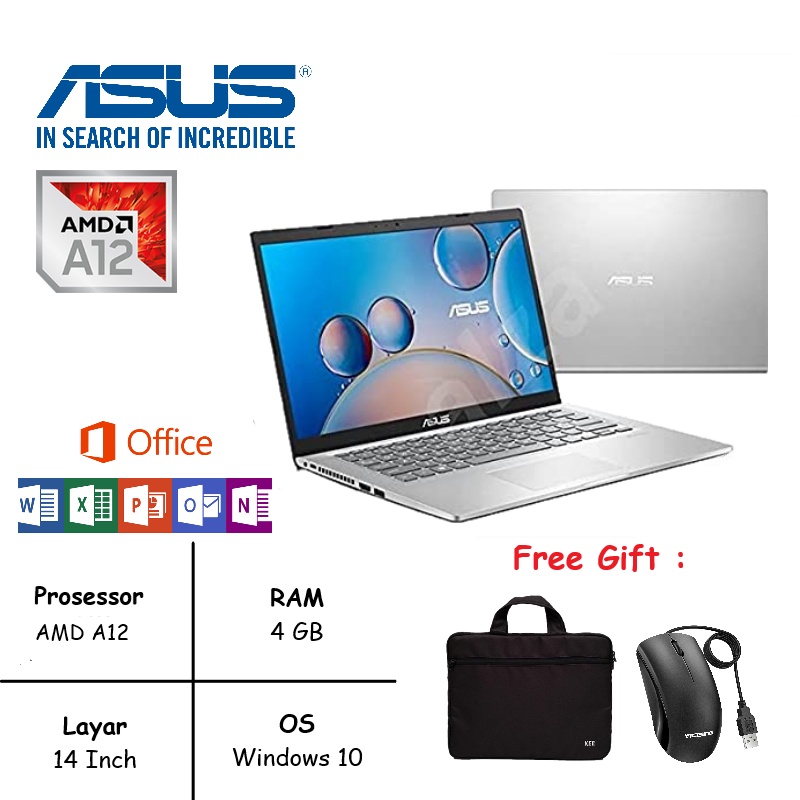 Laptop Asus Amd A12 Quad Qore Graphics Radeon R7 RAM 4GB HDD 1TB