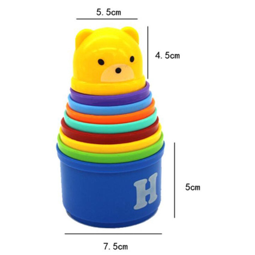 9X Stack Nest Plastic Cups Rainbow Stacking Tower Educational Stacking Kids Toys