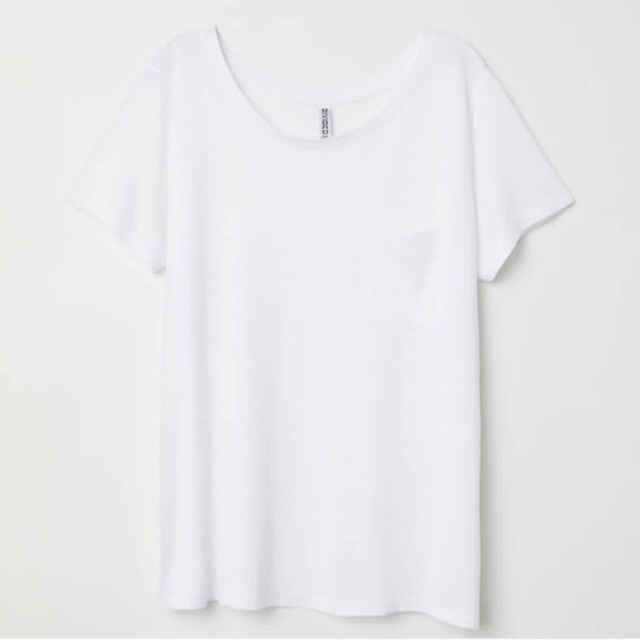 Kaos Cewe Hnm Basic Pocket Tee White kaos wanita murah