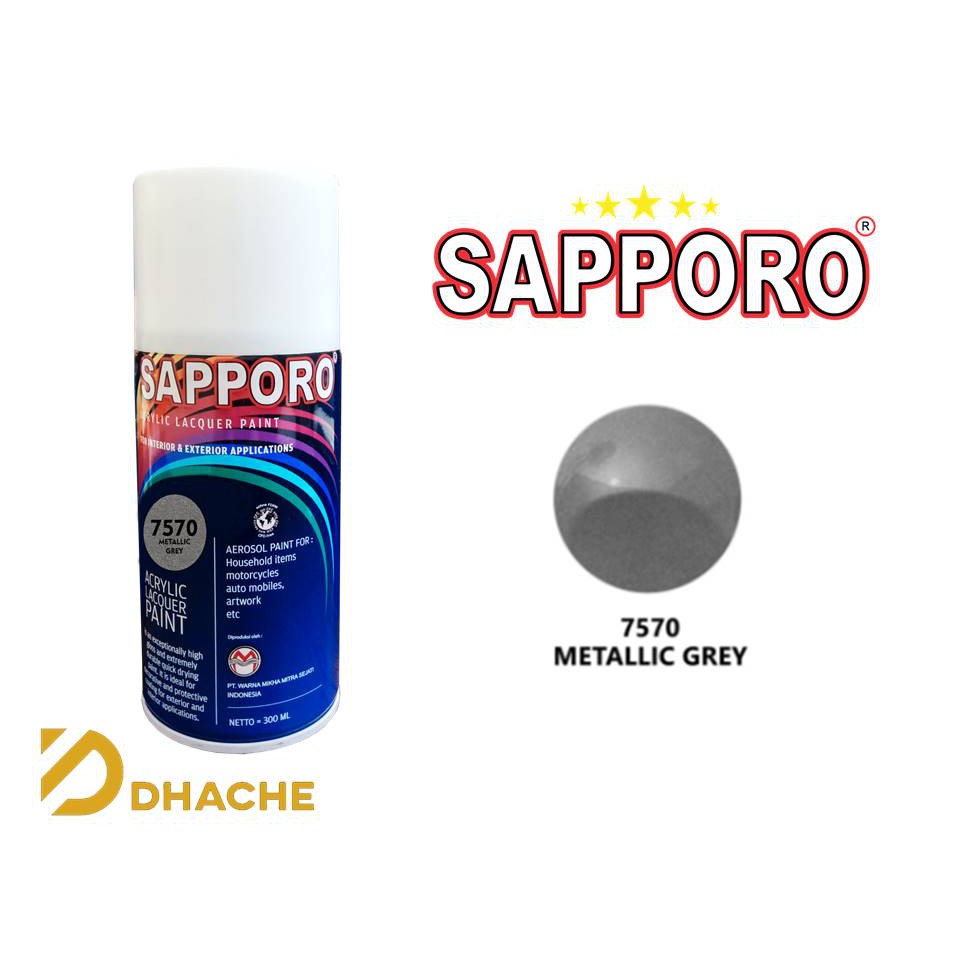 Cat Semprot Sapporo Spray 7570 Metallic Grey / Sapporo spray 300 ml / Sapporo Abu Metalik