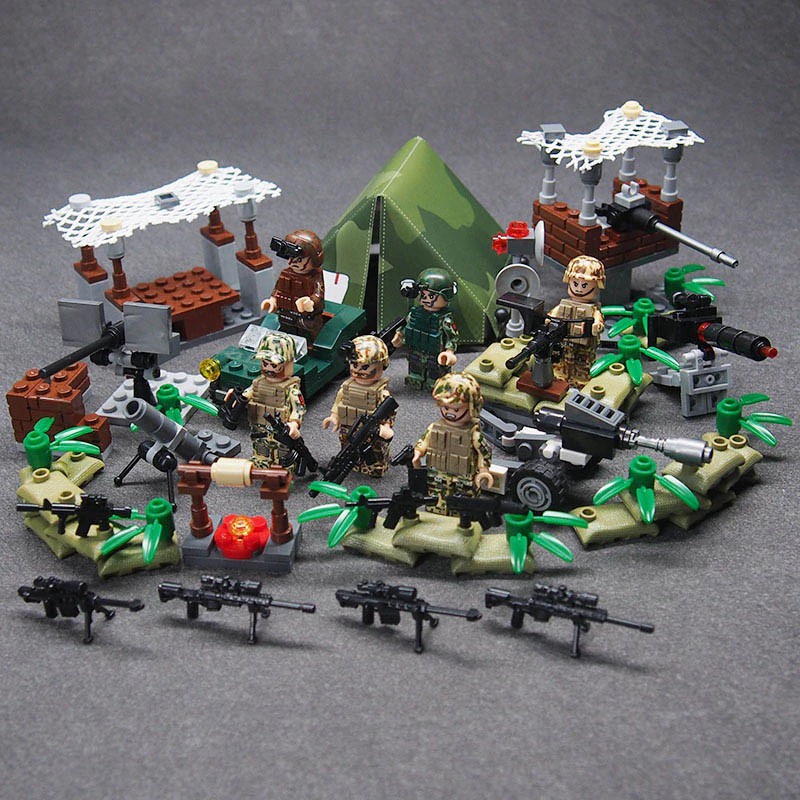 Mainan Lego WW2 Military weapon gun soldier Set Army Schwarzwald Building brick Kids DIY Compatible