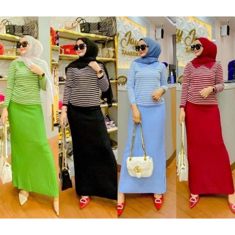 SET ROK RAJUT SALUR IMPORT /SET WANITA