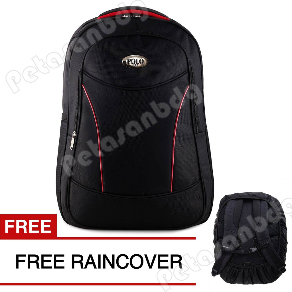 PTS -Polo USA Black Verter  Backpack + FREE Raincover