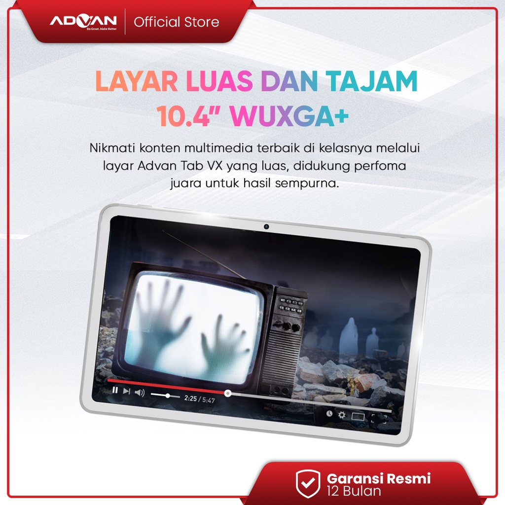 Advan Tab VX 8GB / 128GB 10.4 inch Tiger T618 Android 11 Garansi Resmi - FREE Keyboard dan Flip Case