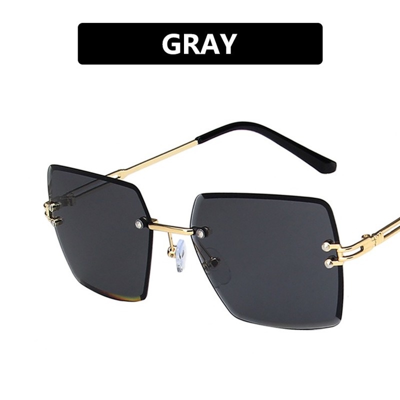 (YUZHU) TERSEDIA &amp; COD Kacamata Hitam Wanita Korea Gaya Oversized KACA MATA Frameless Cewek Sunglasses for Women