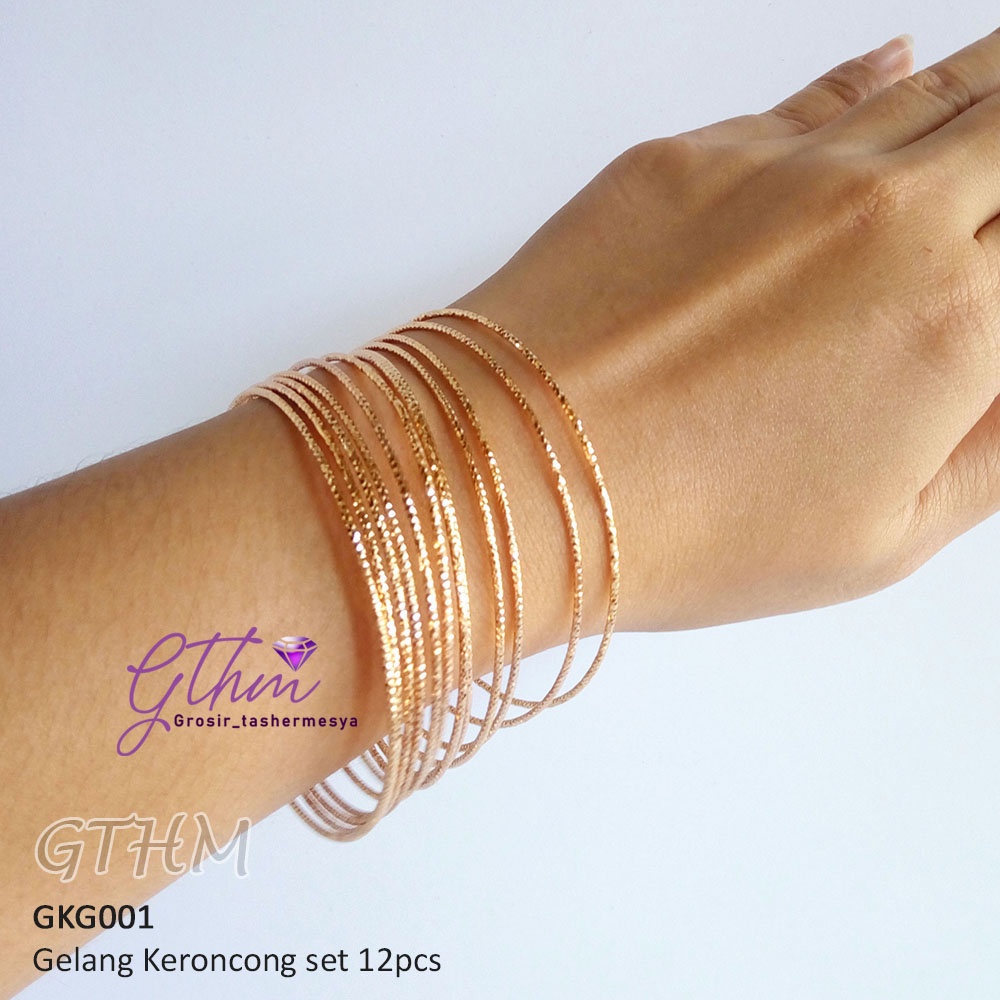 Gelang Keroncong Set 12 perhiasan fashion Anti Karat GKG001 GTHM