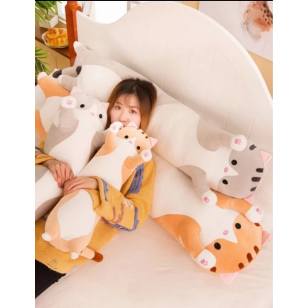 Boneka Guling Kucing Jumbo Import Bantal Cushion Kitty Cat  70Cm - halus lembbut imut